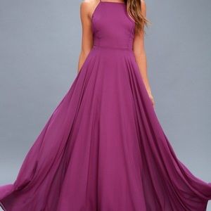 Lulu’s long dress in fuchsia pink